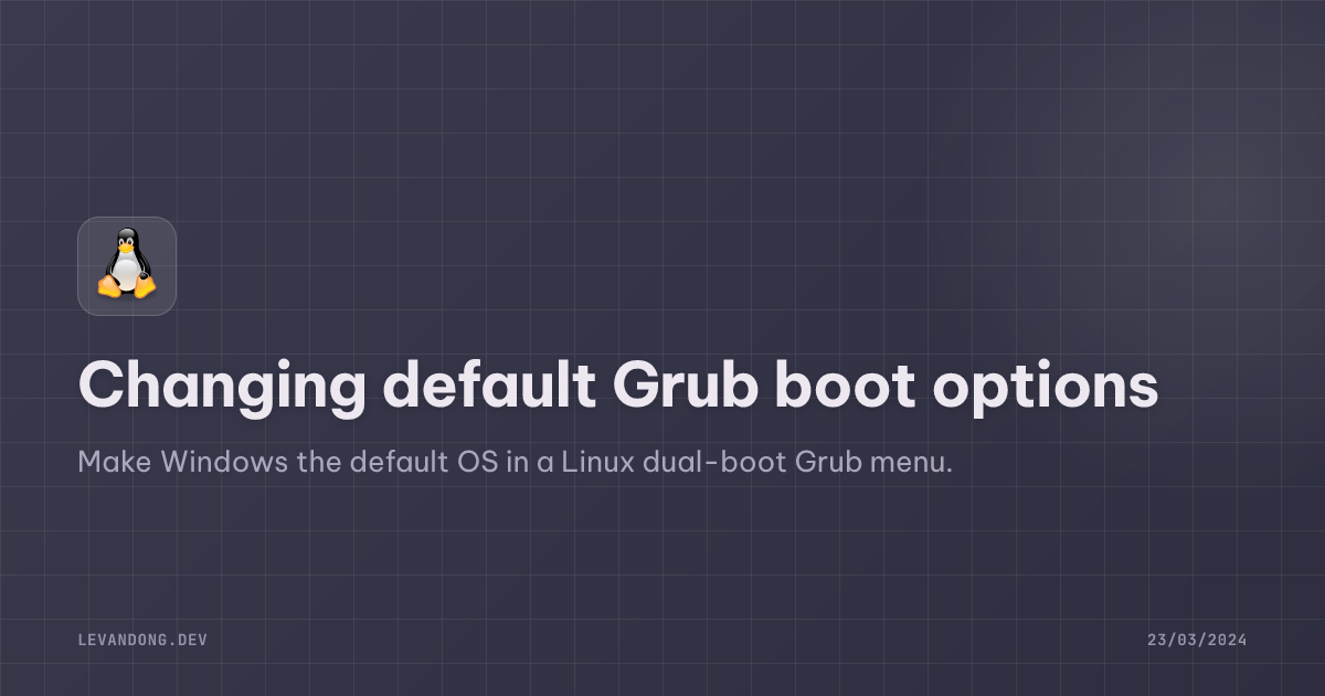 Changing default Grub boot options